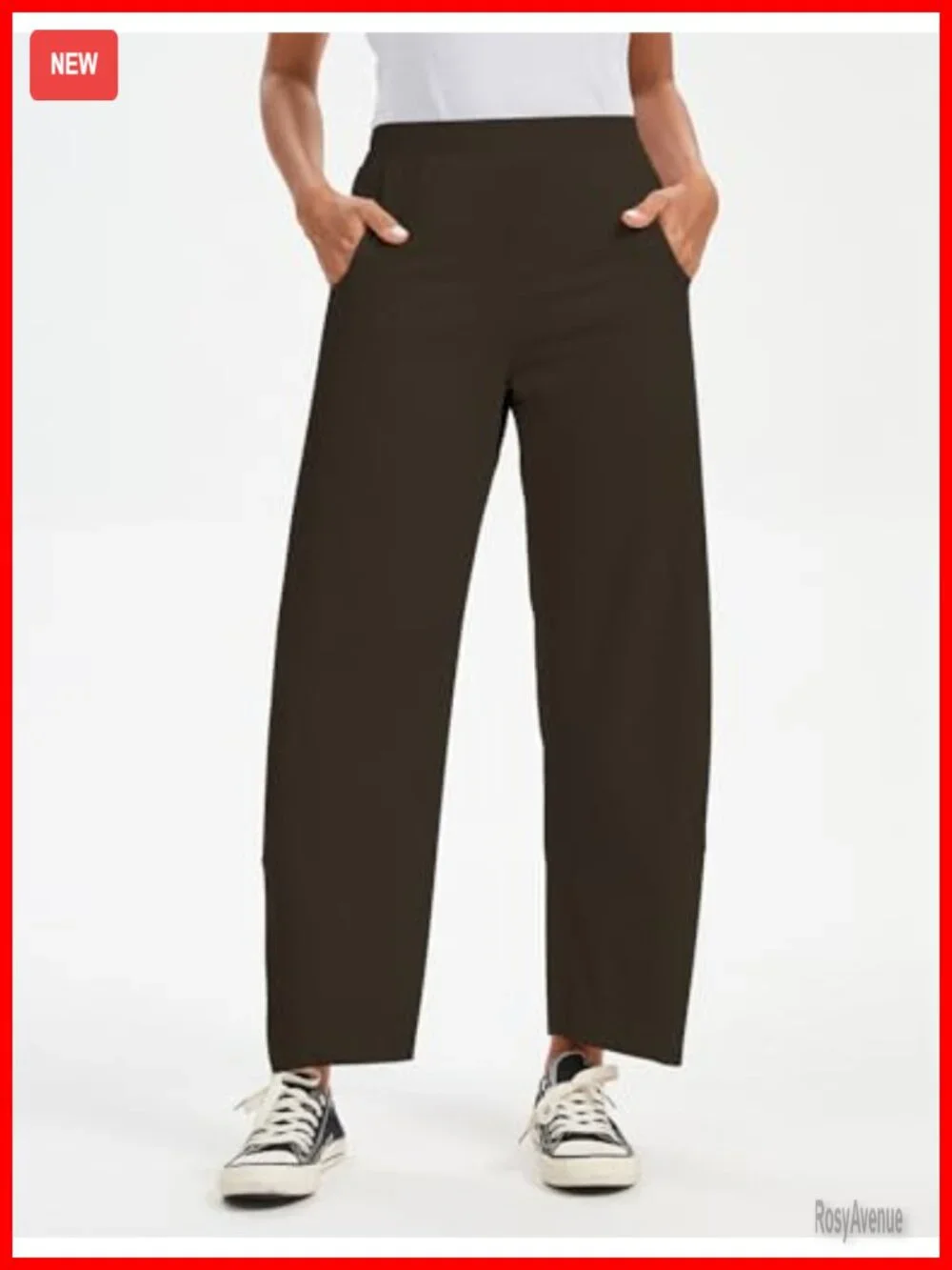 Mid Rise Palazzo Trousers Hidden Elastic Quick Dry Wide Leg Crop Ankle Length
